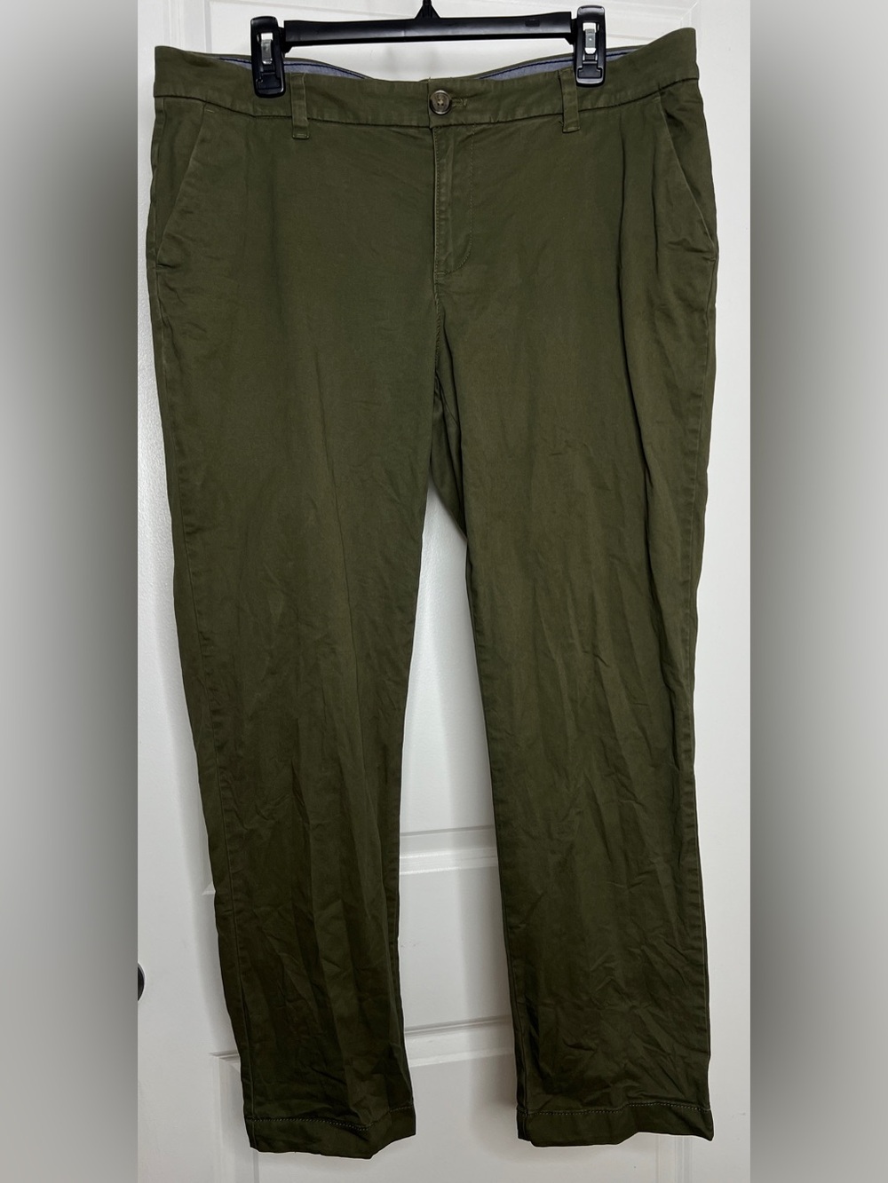 Tommy Hilfiger Olive Green Chino Pants Straight Leg Stretch 12 Classic Cotton